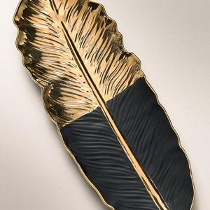 Catherine Martin Midnight Creatures Figural Feather Glazed Stoneware Serving Platter