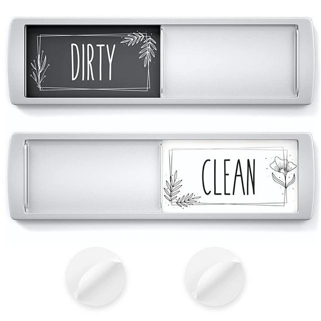 Dishwasher Magnet Clean Dirty Sign - Ideal Signs for Any Home or Office Kitchen - Nice Decor - Double-Sided Adhesives Included for Non-Magnetic Dishwashers, Laundry or Washing Machine