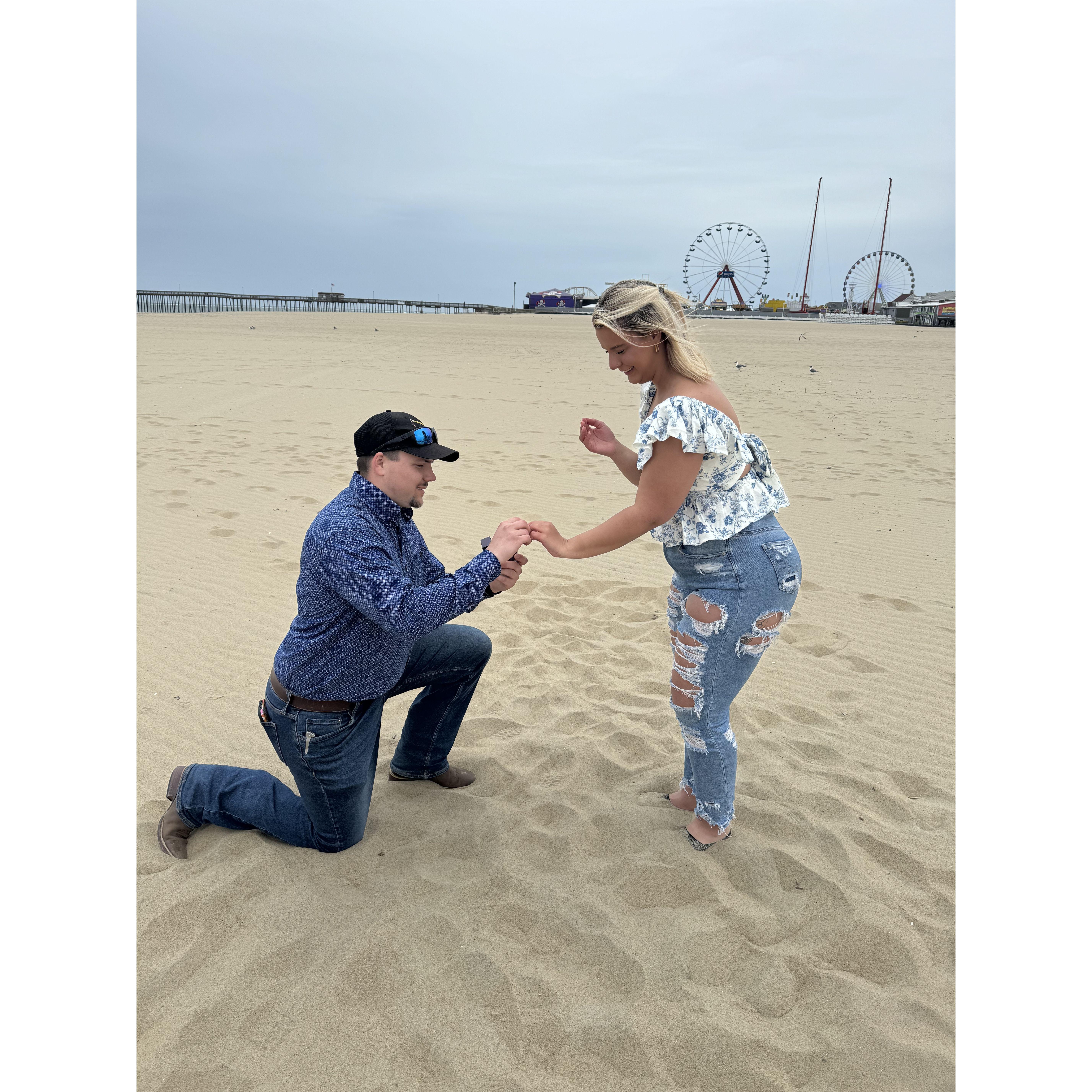 We got engaged in Ocean City minutes before a rain storm