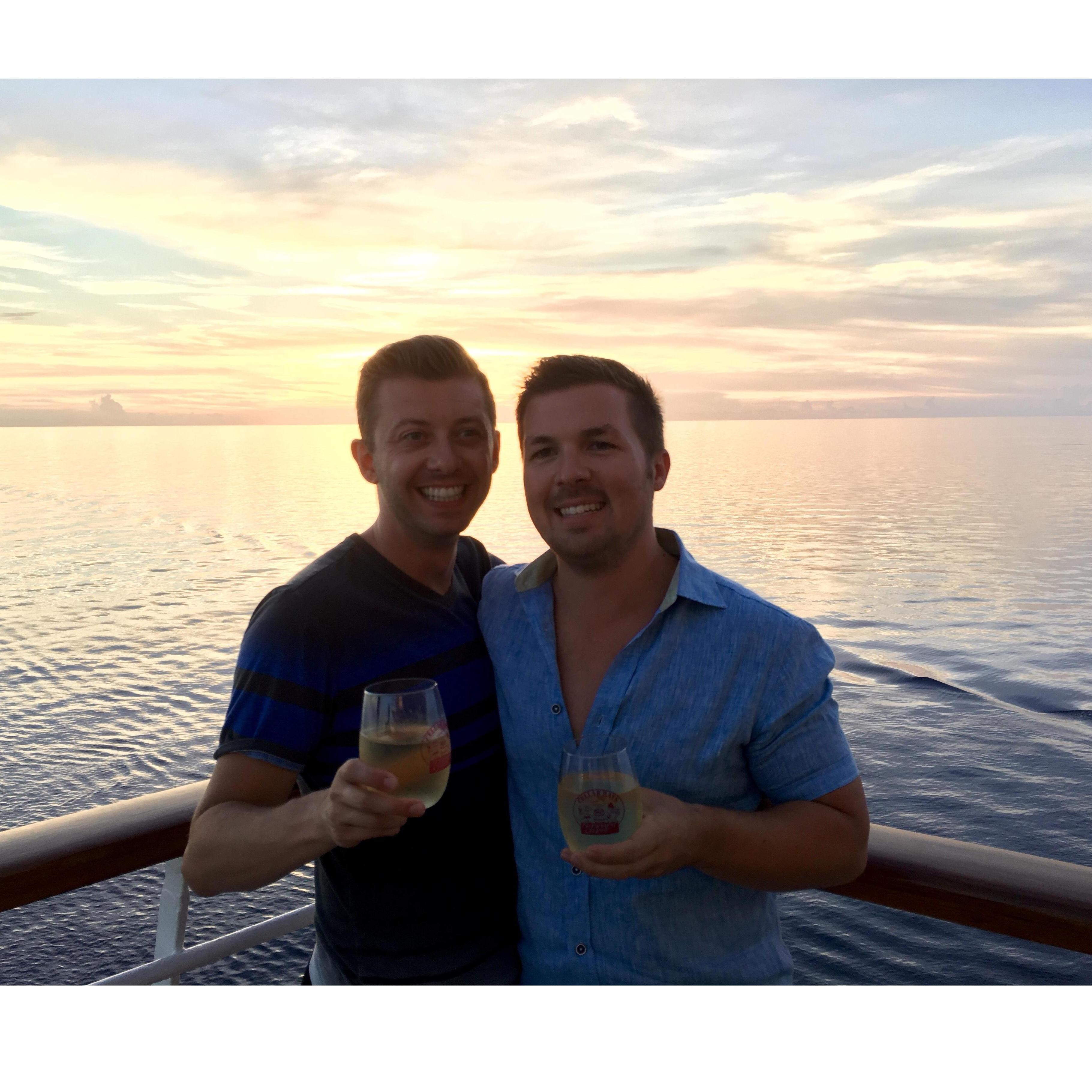 Crisp white wine, sunshine, and a cruise ship. Do you know Brandon to want anything more?