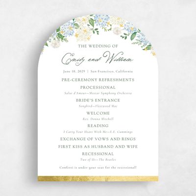 White Arch Wedding Program - Speranza Foil