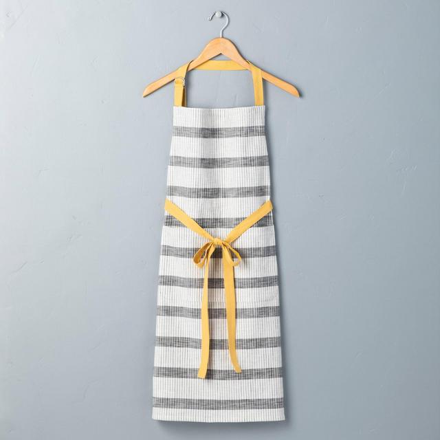 Adult Bold Stripes Cooking Apron Railroad Gray/Yellow - Hearth & Hand™ with Magnolia