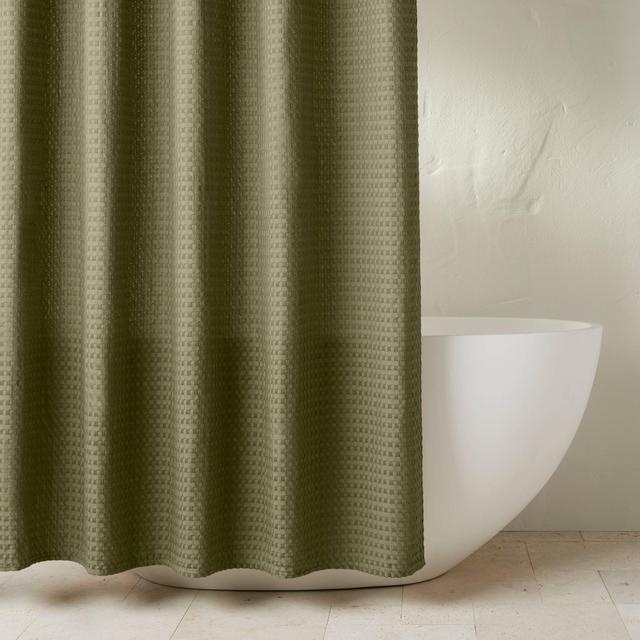 Waffle Shower Curtain Moss Green - Casaluna™