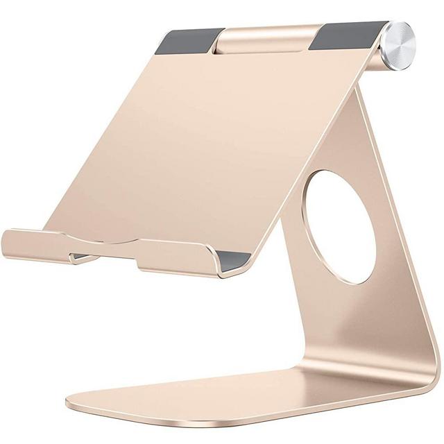 Tablet Stand Holder Adjustable, OMOTON T1 iPad Stand, Desktop Aluminum Tablet Dock Cradle Compatible with iPad Air 4/Mini, New iPad 10.2/9.7, iPad Pro 11/12.9, Samsung, Nintendo and More, Gold