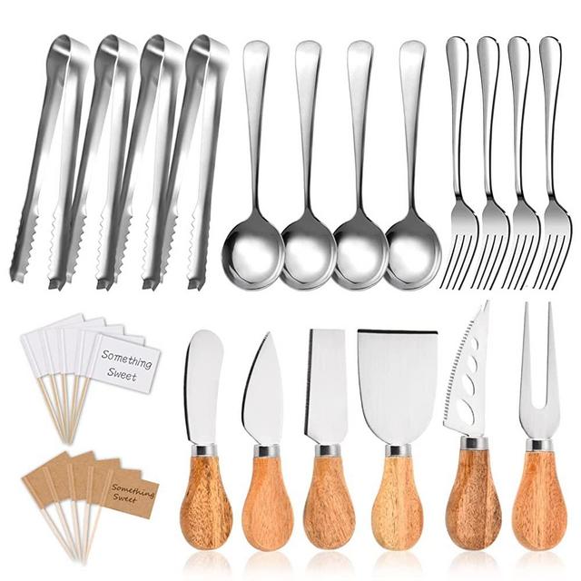 19 Pcs Charcuterie Accessories, Cheese Knives Charcuterie Board Accessories Charcuterie Utensils Set, Cheese Forks Small Tongs for Charcuterie Board, Cheese, Jam and Wedding Christmas