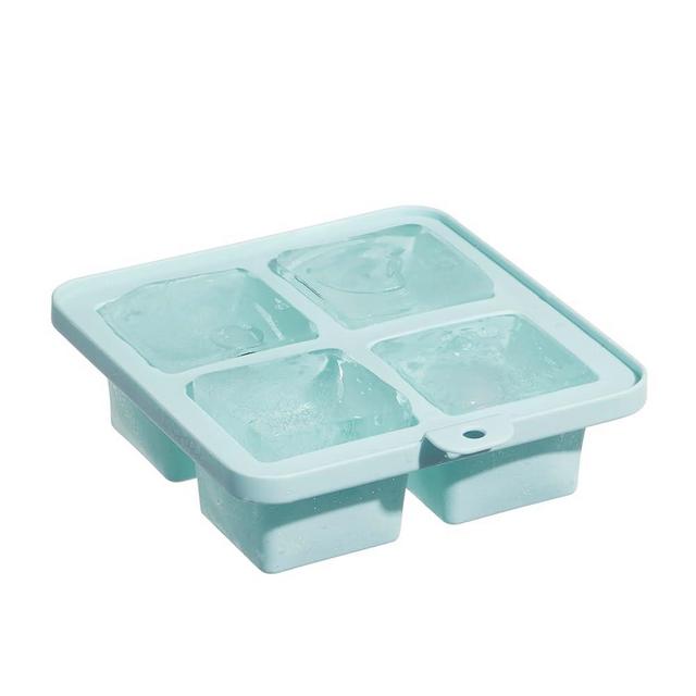 COOK WITH COLOR Silicone Ice Cube Trays - Large Ice Cube Maker Mold - Big Ice Cubes with Lid for Whiskey, Cocktails & Bourbon, for Baby Food and Leftovers (Teal)