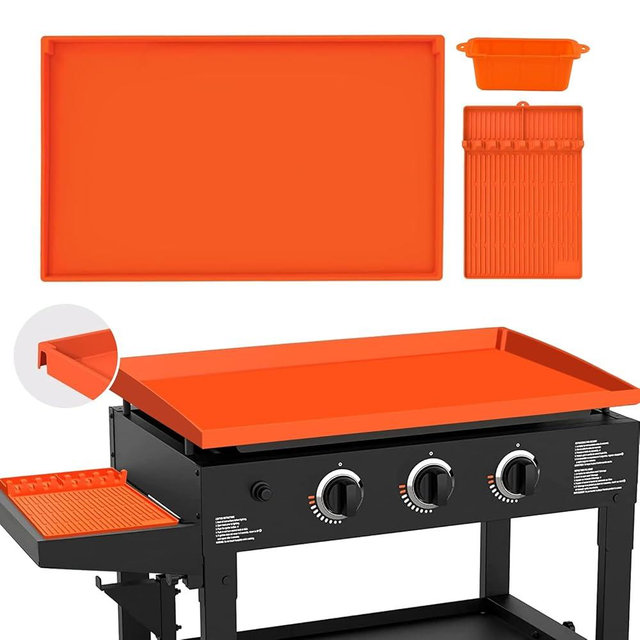 joyhalo Full-Edge 36" Blackstone Silicone Griddle Cover, with 16" Silicone Spatula Mat and Grease Cup Liners, Perfect Combination for Blackstone Griddle for All-Season Outdoor Use