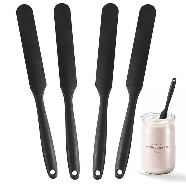 2Pcs Silicone Jar Spatula,10 Inch Jam Spreader for Peanut Butter,Heat-Resistant Food-Grade Jar Blender,Kitchen Spatula for Scraping Icing Bread Cream, Jam (BLack 4pcs)