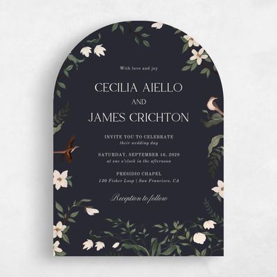 Black Arch Wedding Invitation - Oiseau Portrait