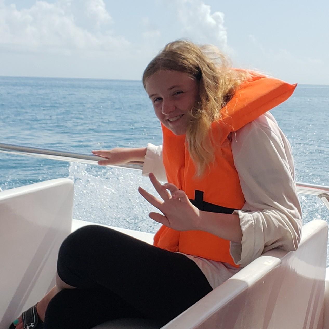 Emma on a boat!