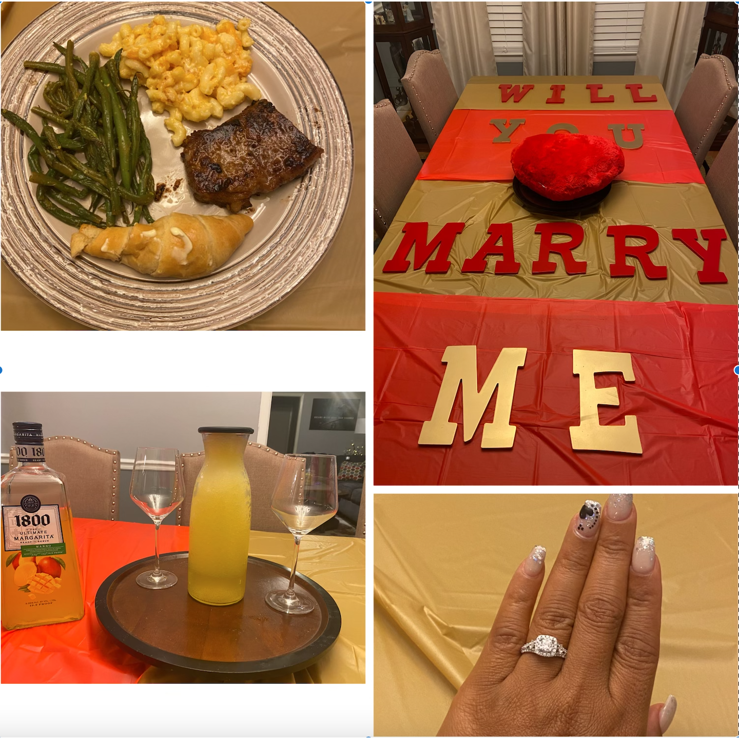 The meal and presentation that was given before "I said YES!"