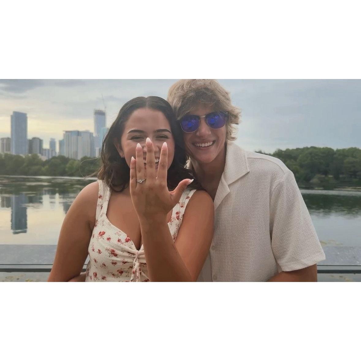 Us showing off the engagement ring!