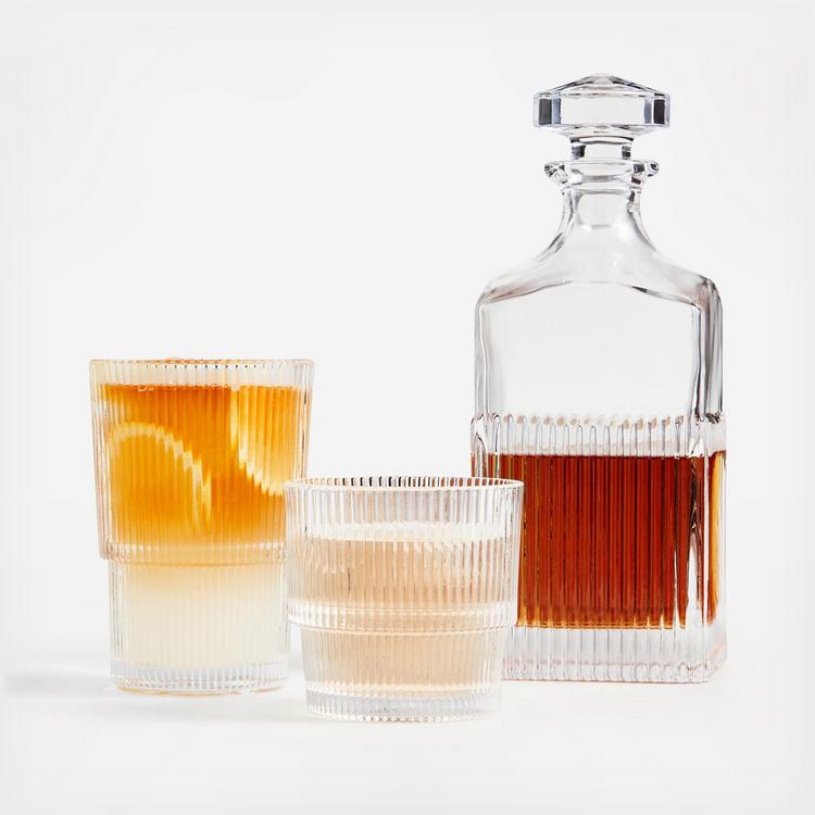 Glasstar Bar Set 6 Highball Glasses with Stand, Tray Stand and Highball  Glasses Set, Juice and Water Drinkware, Elegant Barware Gift