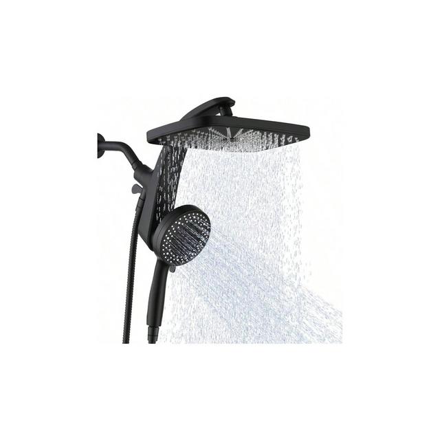 High Pressure Rain Shower Head: Upgrade with Handheld Spray Combo, 10 Sprays, Detachable, Magnetic Docking, Power Jets Black Standard