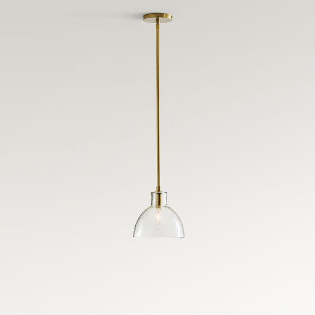 Bridget Recycled Glass 8" Pendant, Tumbled Brass, Petite