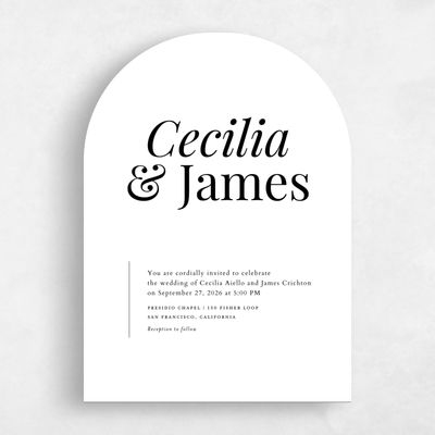 White Arch Wedding Invitation - Brunswick Portrait