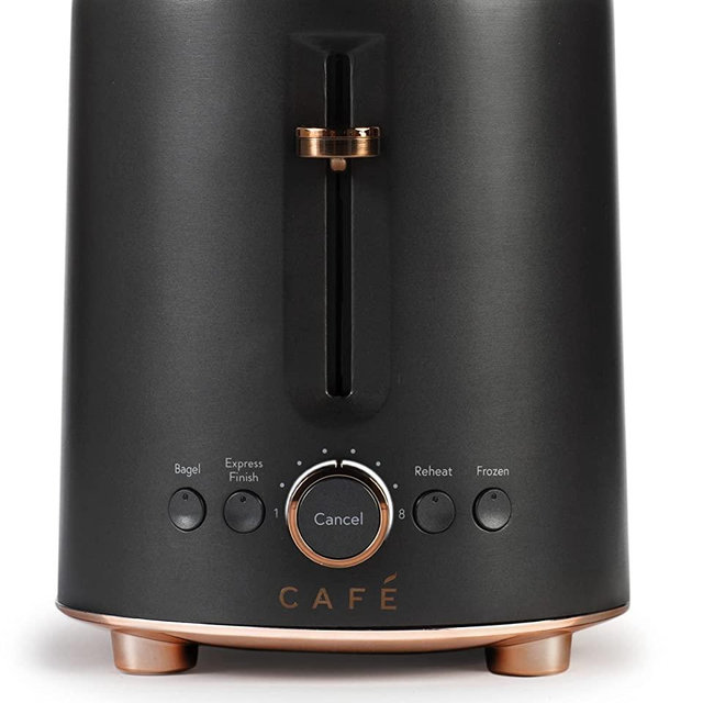 Café Express Finish 2-Slice Toaster | Extra-Wide Slots, Extra Lift for Waffles, Pastries, Texas Toast & More | 4 Pre-Set Functions, 8 Shade Options | Countertop Kitchen Essentials | Matte Black