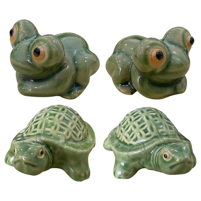 4Pcs Toilet Bolt Caps, Ceramic Toilet Bolt Covers Frog & Turtle Toilet Bolt Covers Decorative, Toilet Floor Bolt Caps for Bathroom Cute Decor