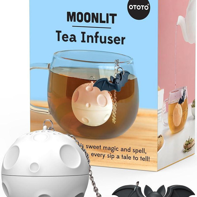 Cute Tea Strainers - Loose Leaf Tea Steeper, Tea Infuser for Loose Leaf Tea, Tea Diffusers, Tea Accessories, Mushroom Gifts, Cute Kitchen Accessories, White Elephant Gifts, (Moonlit, Spooky, Gothic)