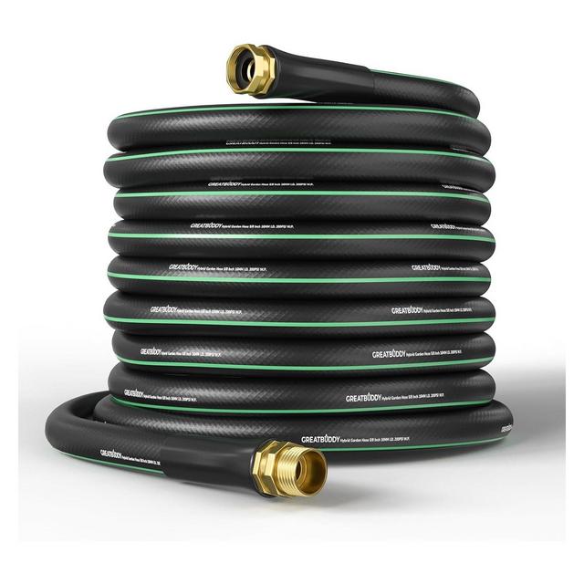 100 ft Garden Hose 5/8", Less Kink Heavy Duty Water Hose, Durable & Flexible Hose for Outdoor, Lawn, Car Washing, Pet Bathing and Household,GreatBuddy