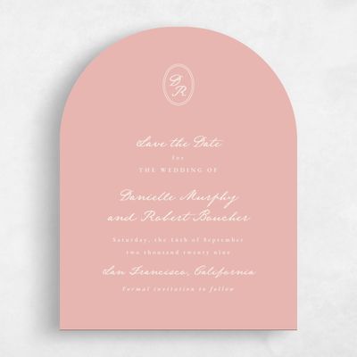 Dusty Peach, Orange Wedding Save the Date - Dolores Portrait