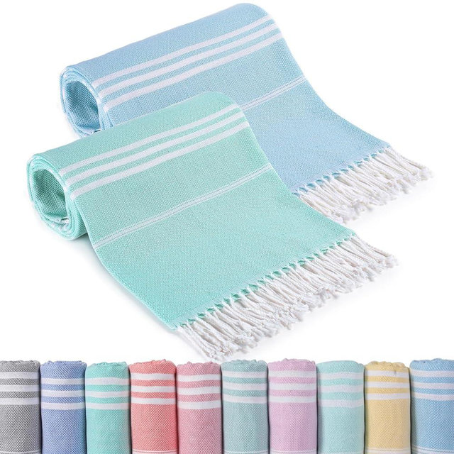 2 Packs Cotton Turkish Beach Towels Quick Dry Sand Free Soft Absorbent Adult Oversized Bath Pool Swim Long Towel Lightweight Thin Sandless Fast Drying Over The Lounge Chair Towel Sand Repellent Anti