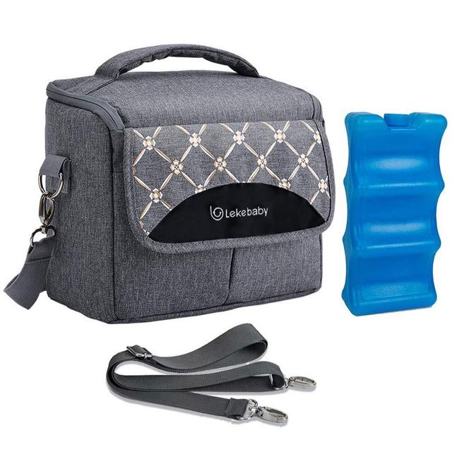 Lekebaby Breast Milk Cooler Bag with Contoured Ice Pack - Grey