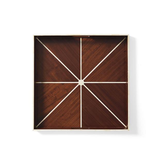 Sunburst Teak Inlay Tray