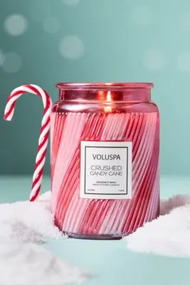 Voluspa Gourmand Crushed Candy Cane Boxed Glass Candle