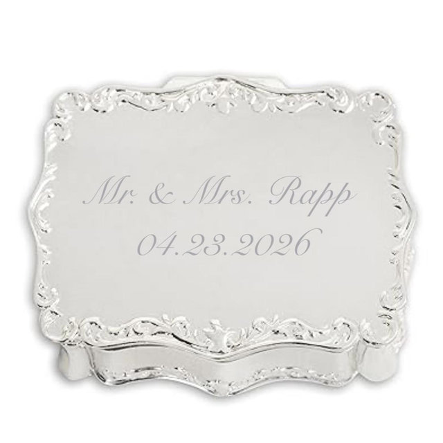 Cherished Moments Personalized Small Rectangle-Shaped Jewelry Keepsake Box with a Custom Engraved Message for Friend, Sister, Mom, or Co-worker, Silver Toned