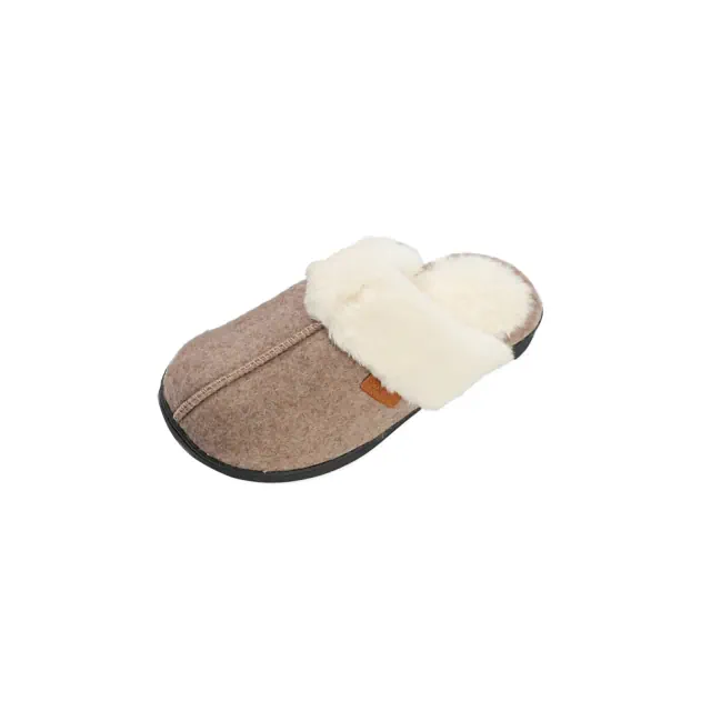 Roxoni Women's Fuzzy Winter Clog Slippers – Soft, Fluffy & Cozy for Indoor/Outdoor Comfort - Brown Beige 9-10