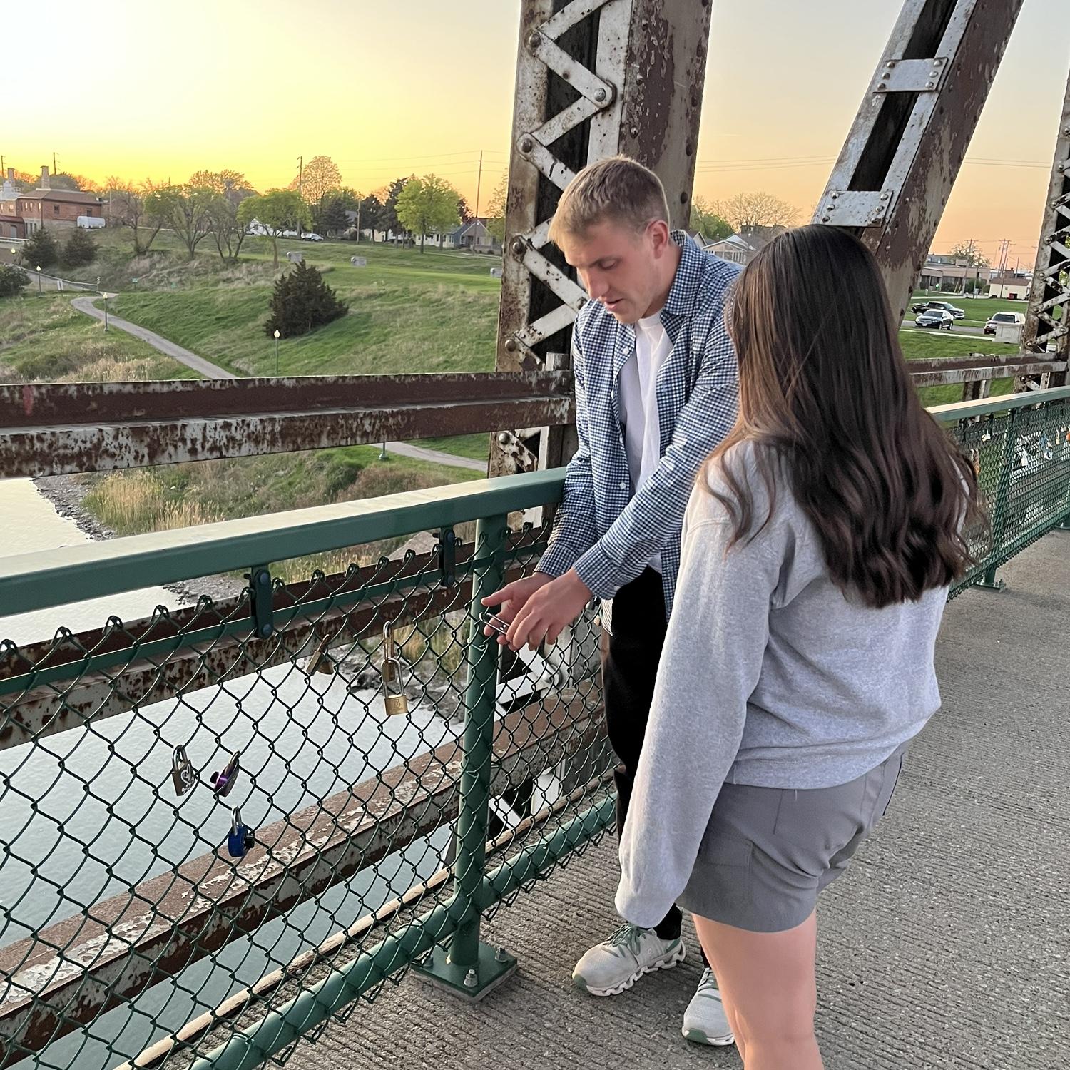 5/3/25 - We put a lock on the Meridian bridge in Yankton after we were both officially graduated from Mount Marty