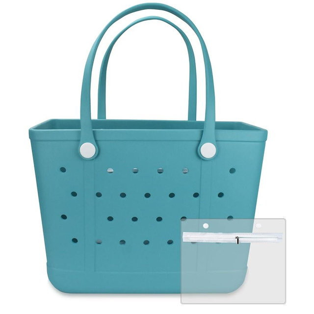Chokoter Beach Bag, Waterproof Beach Tote, Rubber XL Tote Bag, Washable and Durable Open Handbag for Boat Pool Sports