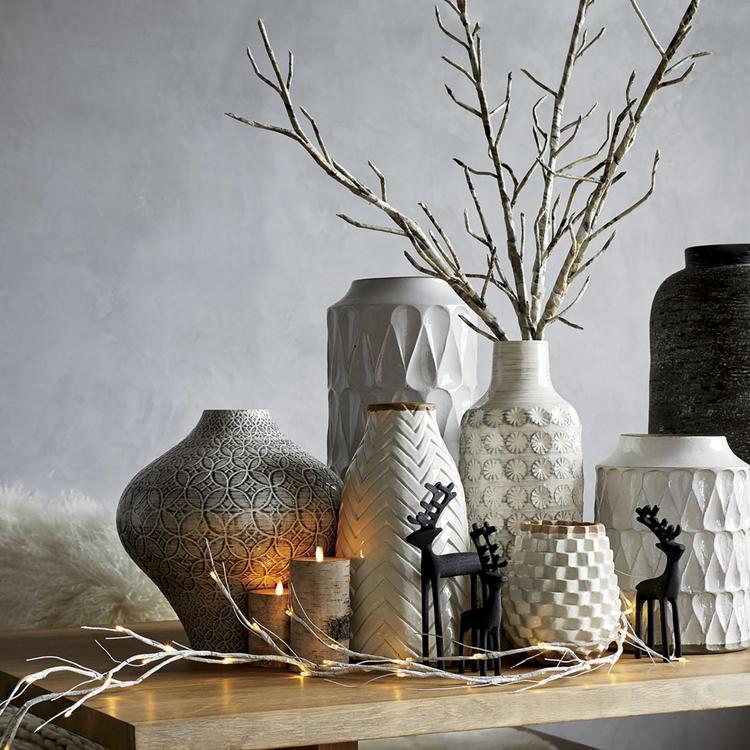 Crate and Barrel Timber Grey Floor Vase Zola