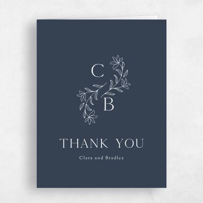 Grayed Navy, Blue Wedding Thank You - Creston Classic