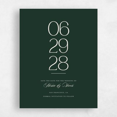 Green Typography Wedding Save the Date - Grazio Portrait
