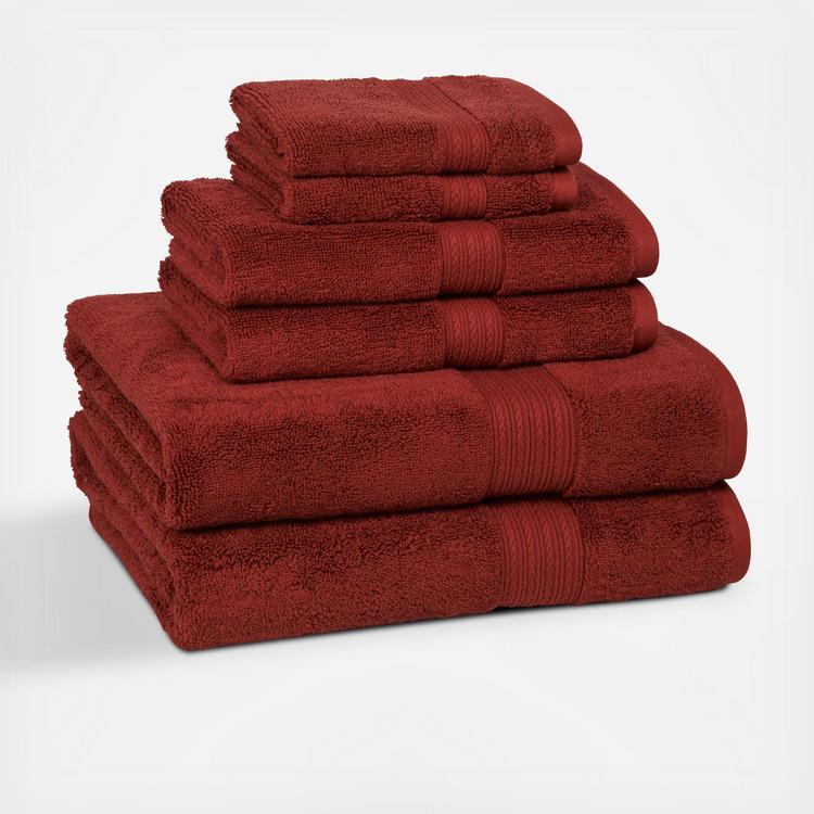NEW Garnet Red by KassaDesign 100% Egyptian Cotton 6 Piece Towel Ensemble 