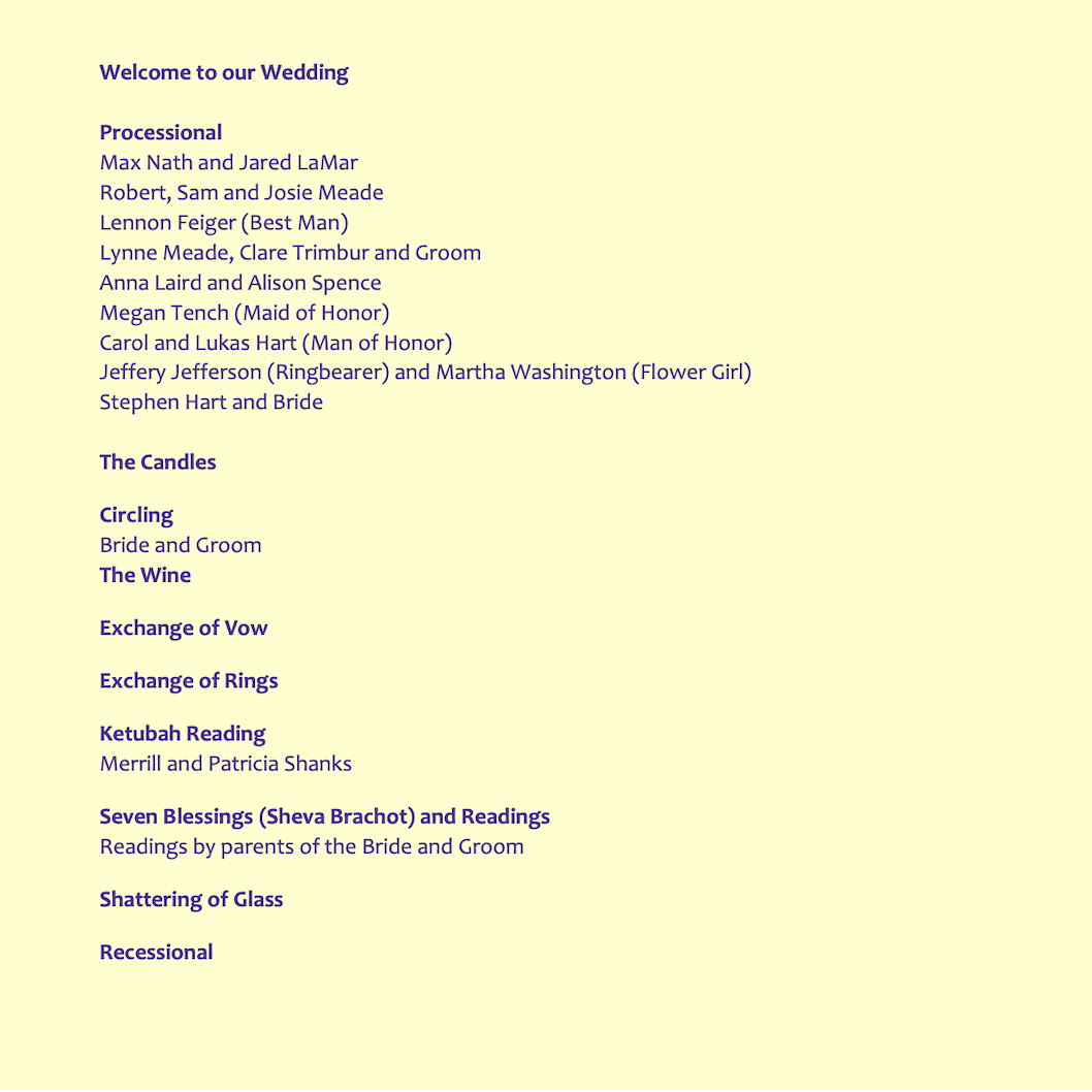 Wedding Program!