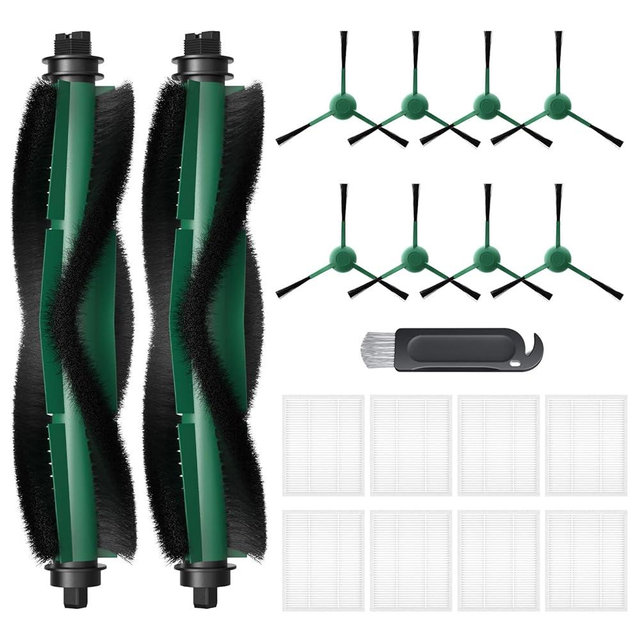 Replacement Parts Accessories Compatible with iRobot Roomba 105 Vac, Q0120, Y0110, Y0140, Q0520, Q011, 105 Combo Robot Vacuum, 2 Roller Brush, 8 Hepa Filters, 8 Side Brushes, 1 Cleaning Brush, 19 Pcs