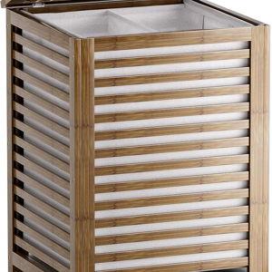 Double Laundry Hamper with Lid (Walnut color)