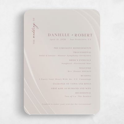 Beige Rounded Wedding Program - Asher