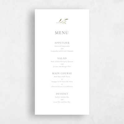 White Wedding Menu - Somerset