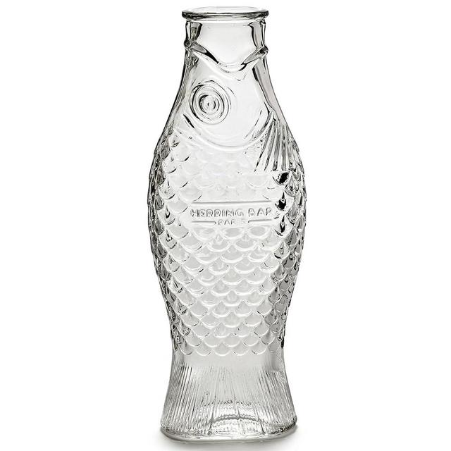 Glass Water Pitcher | Fish & Fish glassware by Paola Navone | Wine Carafe Decanter 28.74 fl oz | Clear Bottle Container for hot and cold Drinks | Beverage Dispenser for Fridge | Suitable as Vase