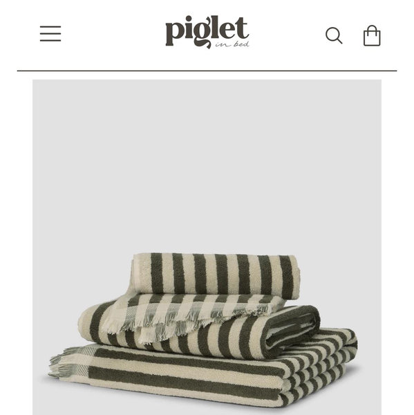 Olive Green Pembroke Stripe Cotton Towels