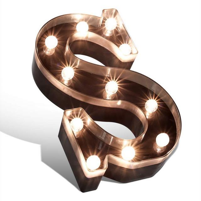 Glintee Light up Letters LED Letter Black Alphabet Letter Night Lights for Home Bar Festival Birthday Party Wedding Decorative -S