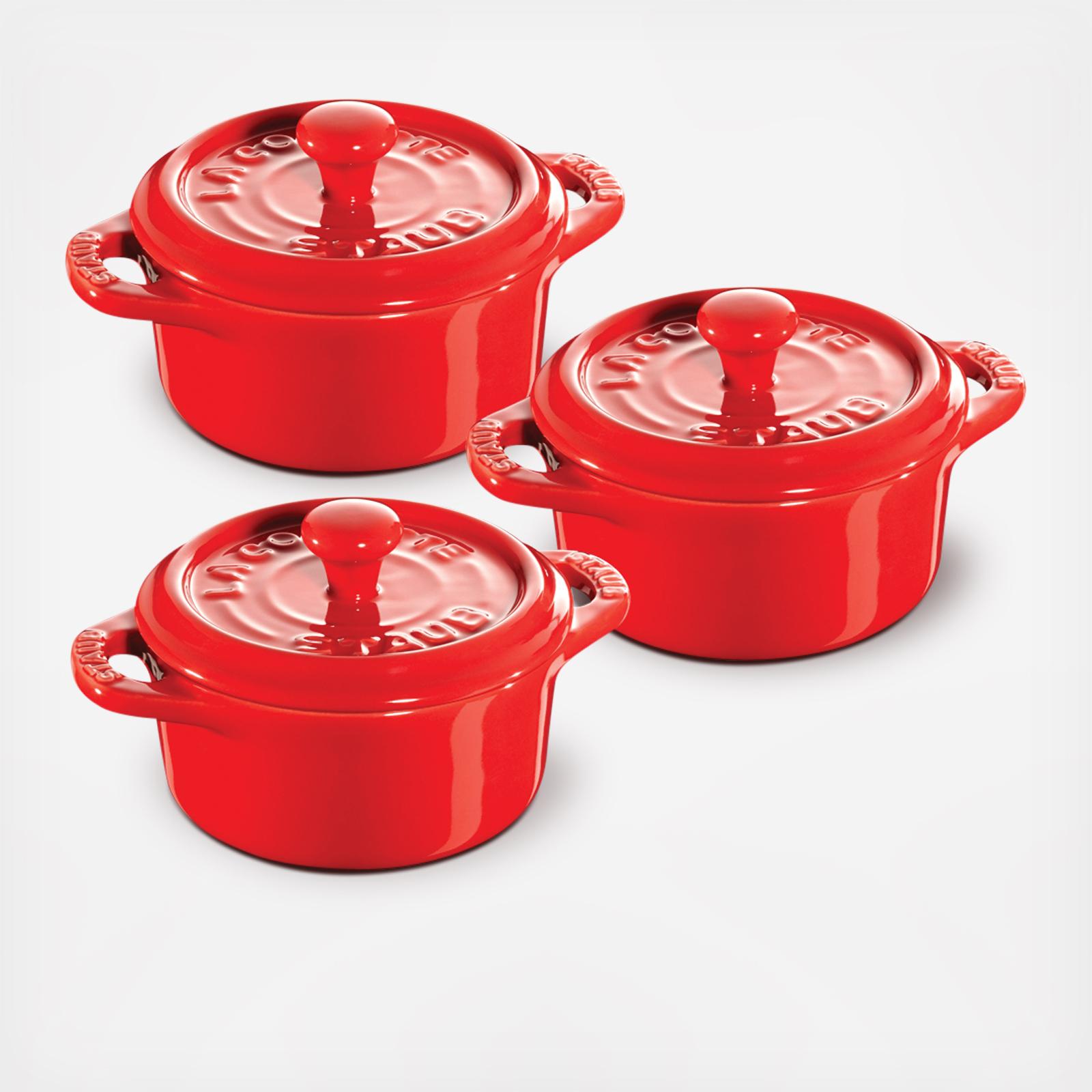 Staub Cherry Red 4-Piece Stackable Cookware Set + Reviews