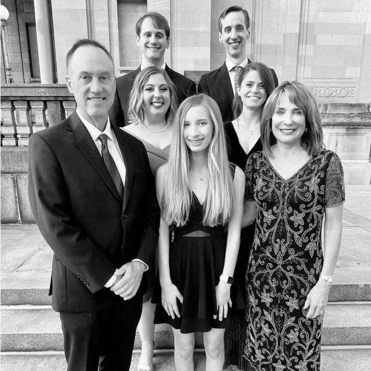 A photo of the Graber family together at a wedding.