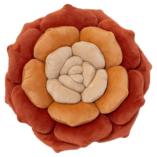 Cozy 4 Decor Succulent Pillow (15x15in) Monochromatic Colors - Burnt Orange Throw Pillows - Boho Leaf Pillow - Terracotta Throw Pillows - Cactus Pillow - Plant Pillow - Rust Colored Throw Pillows