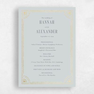 Grey Wedding Program - Amber Foil
