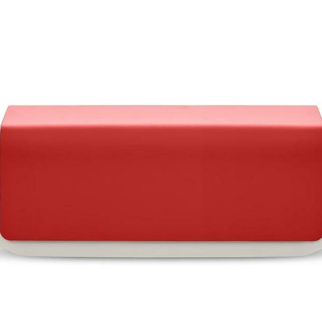 Alessi Mattina BG04 R - Design Butter Container, Made of Porcelain with Lid in 18/10 Stainless Steel, Colored with Epoxy Resin, Red